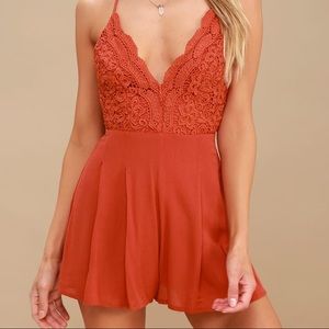 Lulu’s Star Spangled Backless Lace Romper - XS
